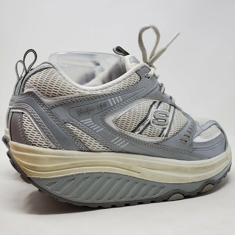 WOMENS SKECHERS SHAPE UPS WHITE MESH WALKING SHOES